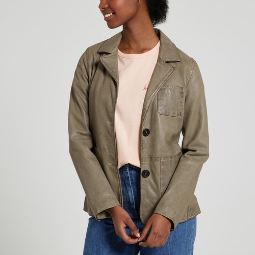 Veste en cuir boutonnee yicca kaki Oakwood La Redoute
