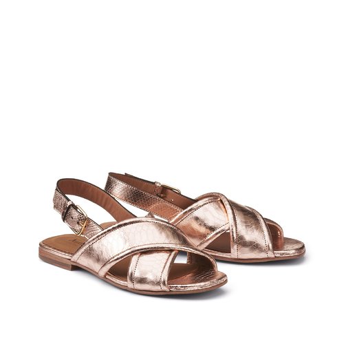 Rolande leather flat sandals copper coloured Anthology Paris La Redoute