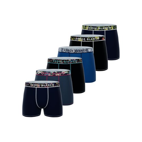 Boxers coton lot de 6 bleu gris noir Serge Blanco La Redoute