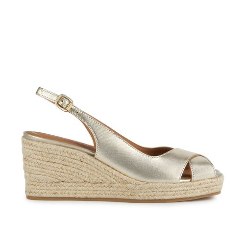Panarea breathable wedge sandals in leather gold coloured Geox La Redoute