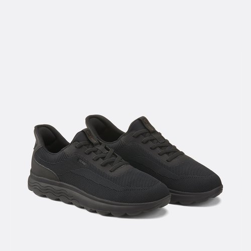 Geox D Spherica Ec13 A - Scarpe Da Ginnastica Donna, Colore Nero, Taglia 37 EU - Sneakers Con Lacci E Soletta Rimovibile