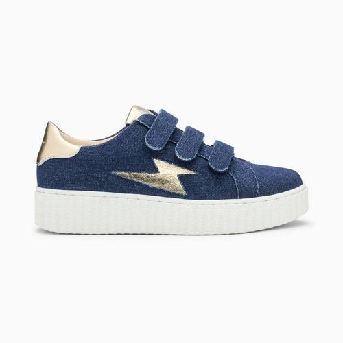 Baskets eclair Irene en denim a scratchs