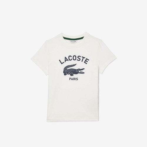 Logo Print Cotton T Shirt with Short Sleeves