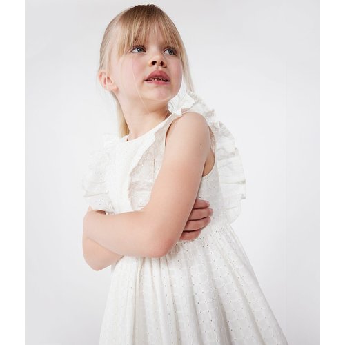Vestito da ragazza senza maniche in cotone con stampa floreale carino abbigliamento per bambini per bambino estate Blumenrock vestito per ragazze, bianco, 3-4