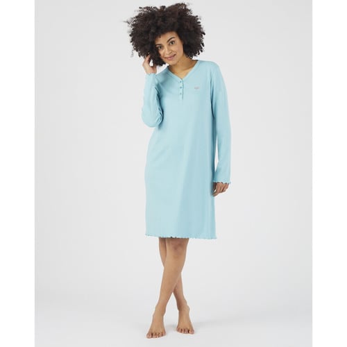Chemise De Nuit à Manches Longues Normann Pour Femme - Tissu Interlock Douillet, Grandes Tailles Disponibles | Oeko-Tex Certifié