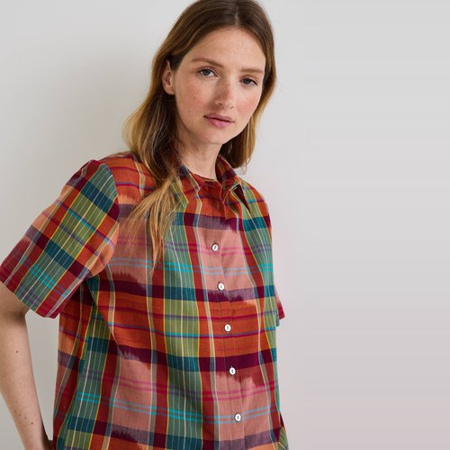 Chemisier manches courtes madras en coton fez Monoprix La Redoute