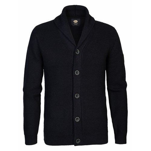 Knitted shawl collar cardigan navy blue Petrol Industries La Redoute