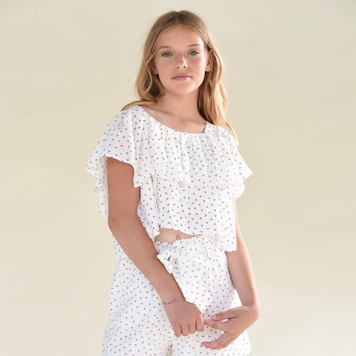 Crop top blanc imprime Mini Molly La Redoute