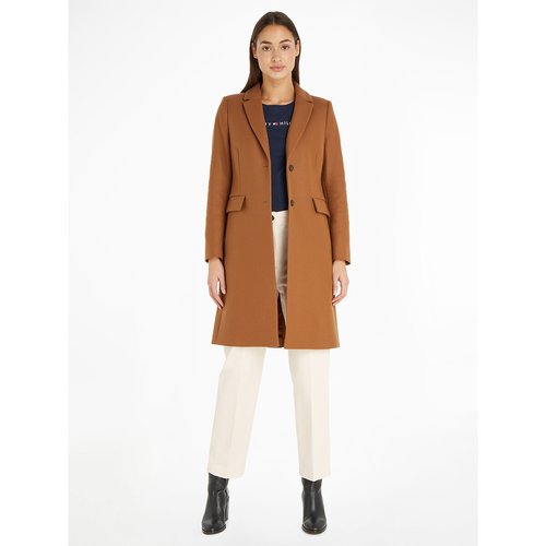 Manteau mi long en laine melange col tailleur marron Tommy Hilfiger La Redoute