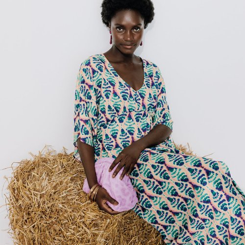 Robe longue imprimee imprime ecru Promod La Redoute