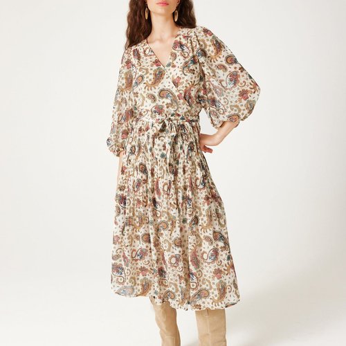 Robe midi imprimee imprime ecru Promod La Redoute