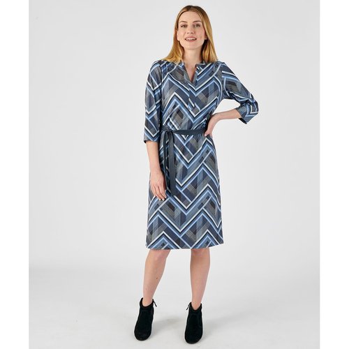 Robe maille chaude imprime graphique bleu graphique Damart La Redoute