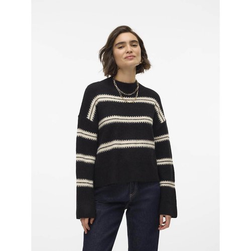 Gestreepte trui met opstaande kraag zwart gestreept wit Vero Moda La Redoute