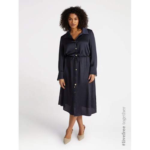Vestito Chemisier Fiorella Rubino - Taglia Curvy, Cintura Removibile, Primavera/Estate 2025