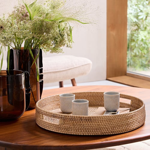 Ensemble De Plateaux En Rotin Tissé Main - 3 Tailles Pour Présenter Collations, Thé Et Décoration Maison Naturelle