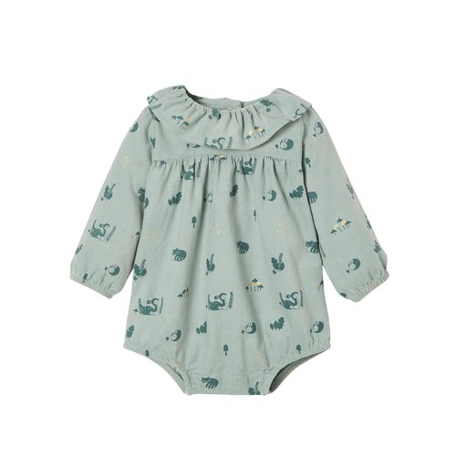 Salopette barboteuse en velours imprime vert imprime Vertbaudet La Redoute