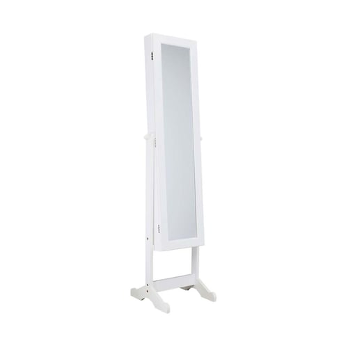 Petite Armoire à Bijoux Avec Miroir - Rangement Organisé Pour Boucles D'Oreilles, Bagues - Blanc 22x14,5x30cm