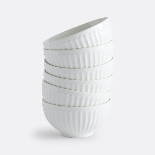 Lot De 6 Bols En Porcelaine Rinart Celest - Diamètre 14 Cm (370 Ml) - Micro-ondes, Lave-vaisselle Et Résistants Aux Chocs Thermiques