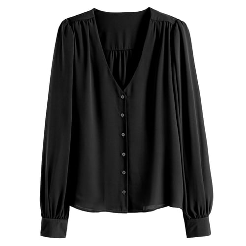 Chemisier Femme Manches Longues Col V - Tissu Léger, Doux, Ample | Bureau, Casual, Quotidien (printemps, été, Automne)