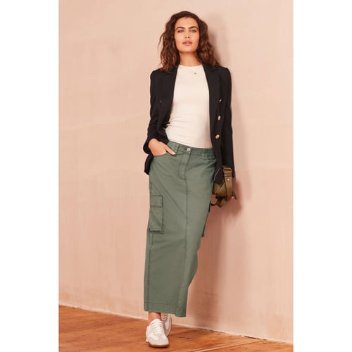 Jupe Cargo Blumarine En Soie Vert Olive Taille 40 - Neuve Avec étiquettes, Longueur Midi