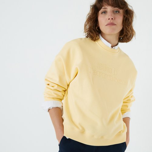 Embroidered slogan sweatshirt pastel yellow La Redoute Collections La Redoute