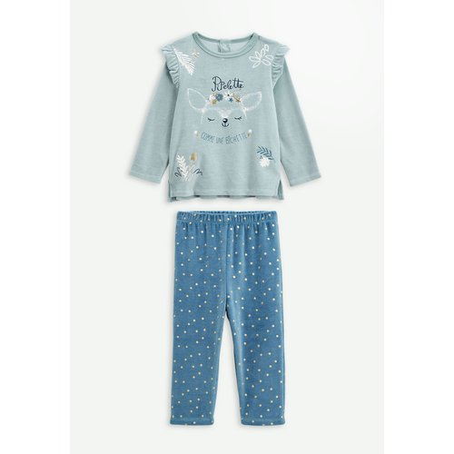 Pyjama bebe 2 pieces en velours bichette bleu Petit Beguin La Redoute