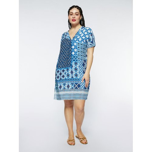 Robe cache maillot imprimee dans les tons bleus en mousseline de viscose bleuet Fiorella Rubino La Redoute