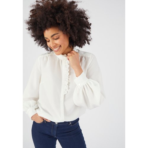 Chemisier esprit jabot brode Damart La Redoute
