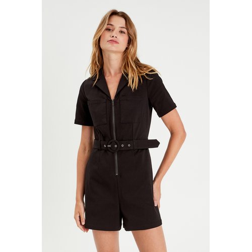 Combishort zippee ceinturee noir Cache Cache La Redoute