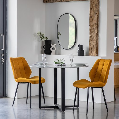 Broome round marble effect glass dining table seats 4 marble white So home La Redoute