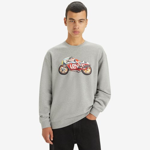 Oversize batwing motorbike sweatshirt in cotton with crew neck grey Levi s La Redoute