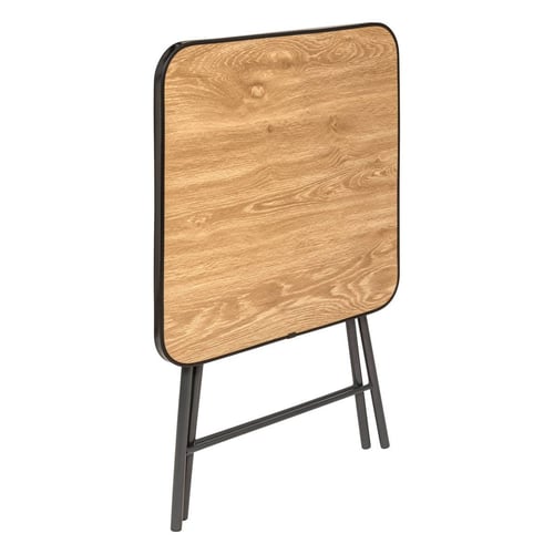 Table D'Appoint Pliante Five Noir Bois Et Métal 80x80 Cm - Idéale Pour 4 Personnes