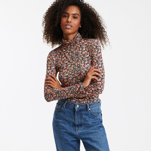 Floral turtleneck top discount