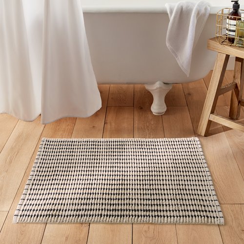 Jakob 100 cotton bath mat natural black La Redoute Interieurs La Redoute