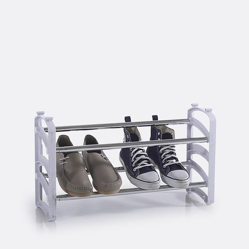 Expandable and stackable 2 shelf metal and plastic shoe rack white So home La Redoute