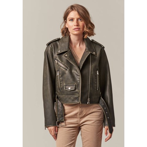 Blouson perfecto femme en simili cuir desty vert Deeluxe La Redoute
