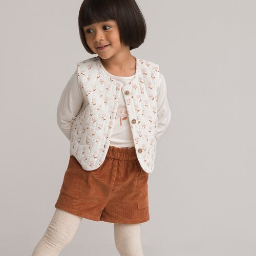 Cotton gilet t shirt shorts outfit camel pink white La Redoute Collections La Redoute