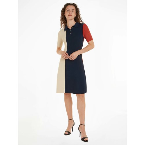 Robe polo mi longue multicolore manches courtes marine Tommy Hilfiger La Redoute