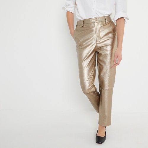 Gold faux leather pants shop