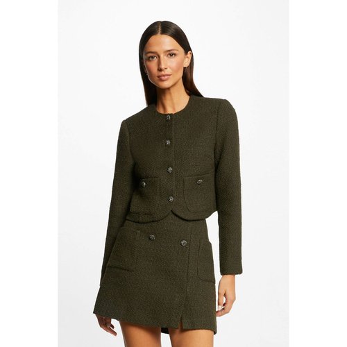Veste droite boutonne avec col rond vert fonce Morgan La Redoute