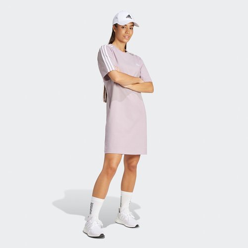 Essentials 3 stripes boyfriend t shirt dress mauve pink Adidas Sportswear La Redoute