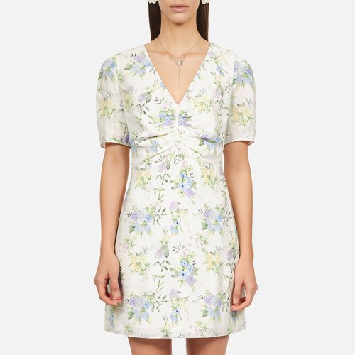 Robe courte manches courtes portefeuille The Kooples bleu clair blanc La Redoute