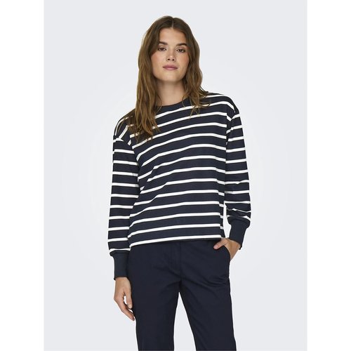 Navy and white striped sweatshirt sale