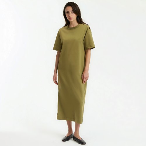 olive green jersey dress Nell Kimono Midi Jersey Dress-Olive, Ornamental Garden main image 0