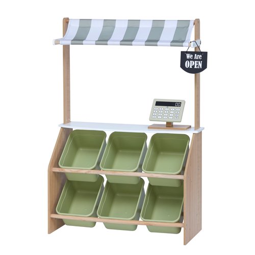 Marchande enfant stand petit marche bois avec 6 bacs a legumes little helper vert Teamson Kids La Redoute