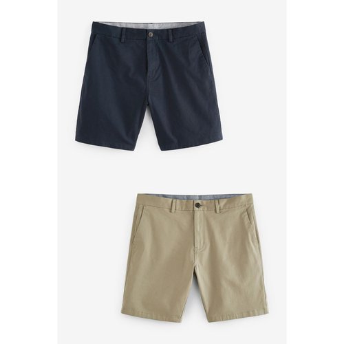 Shorts chino stretch coupe droite lot de 2 bleu marine grege Next La Redoute