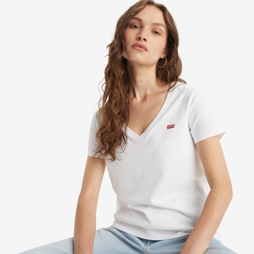 T shirt maniche corte scollo a V logo davanti