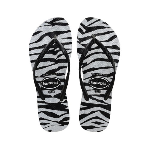 Teenslippers slim animals glitter zwart wit Havaianas La Redoute