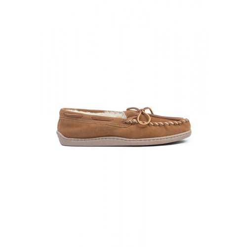 Mocassins en cuir suede fourres en laine sheepskin hardsole camel Minnetonka La Redoute