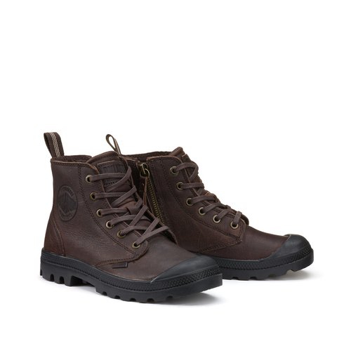Palladium pampa hi leather tan flat ankle boots cheap